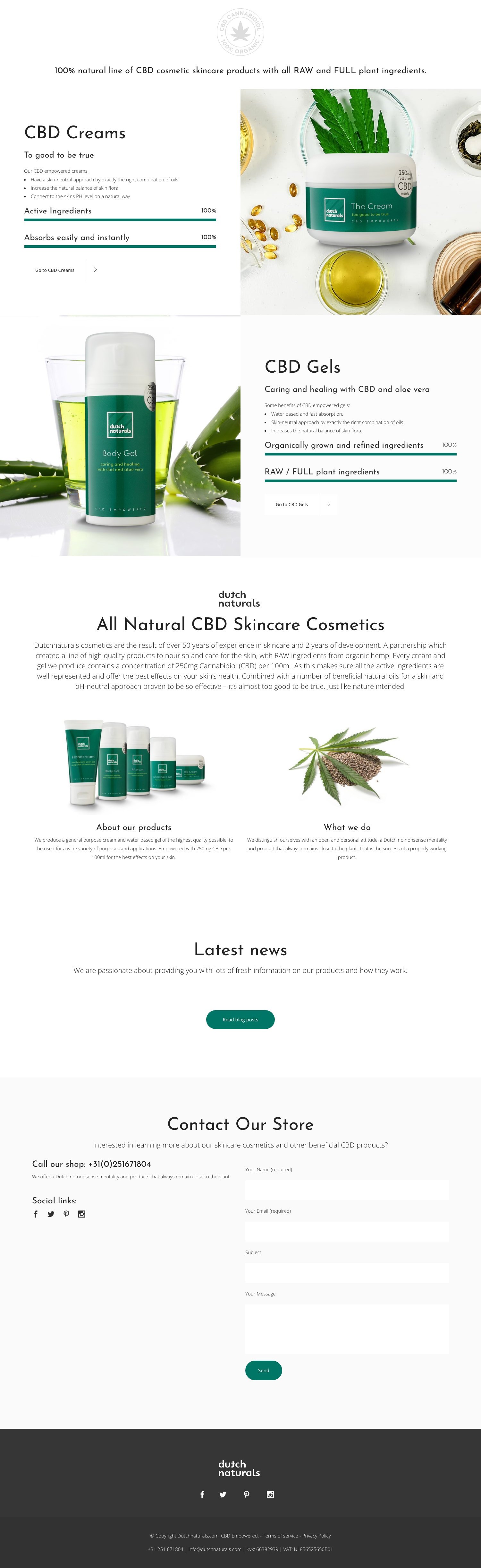 Volledige schermafbeelding van de webshop van Dutch Naturals
