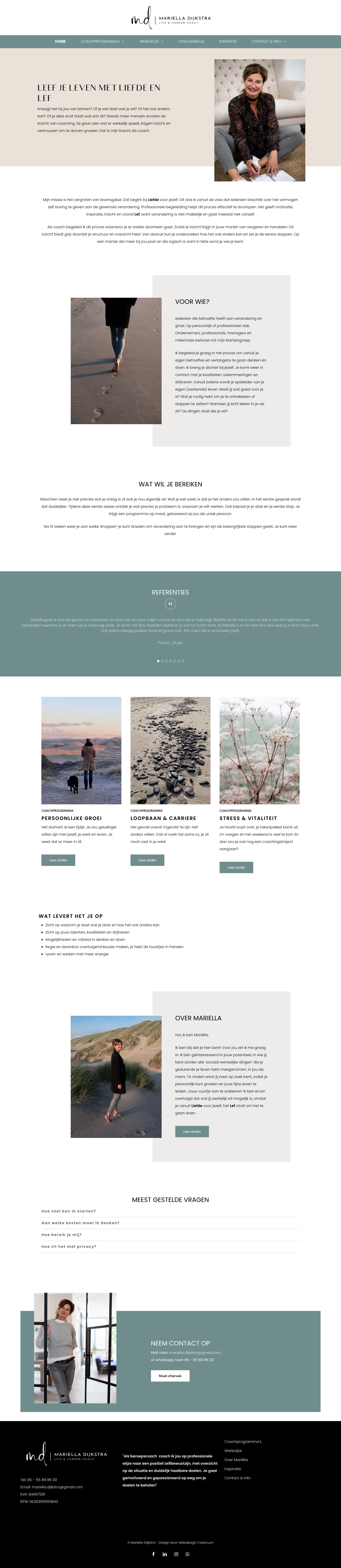 Screenshot van de website van Mariëlla Dijkstra