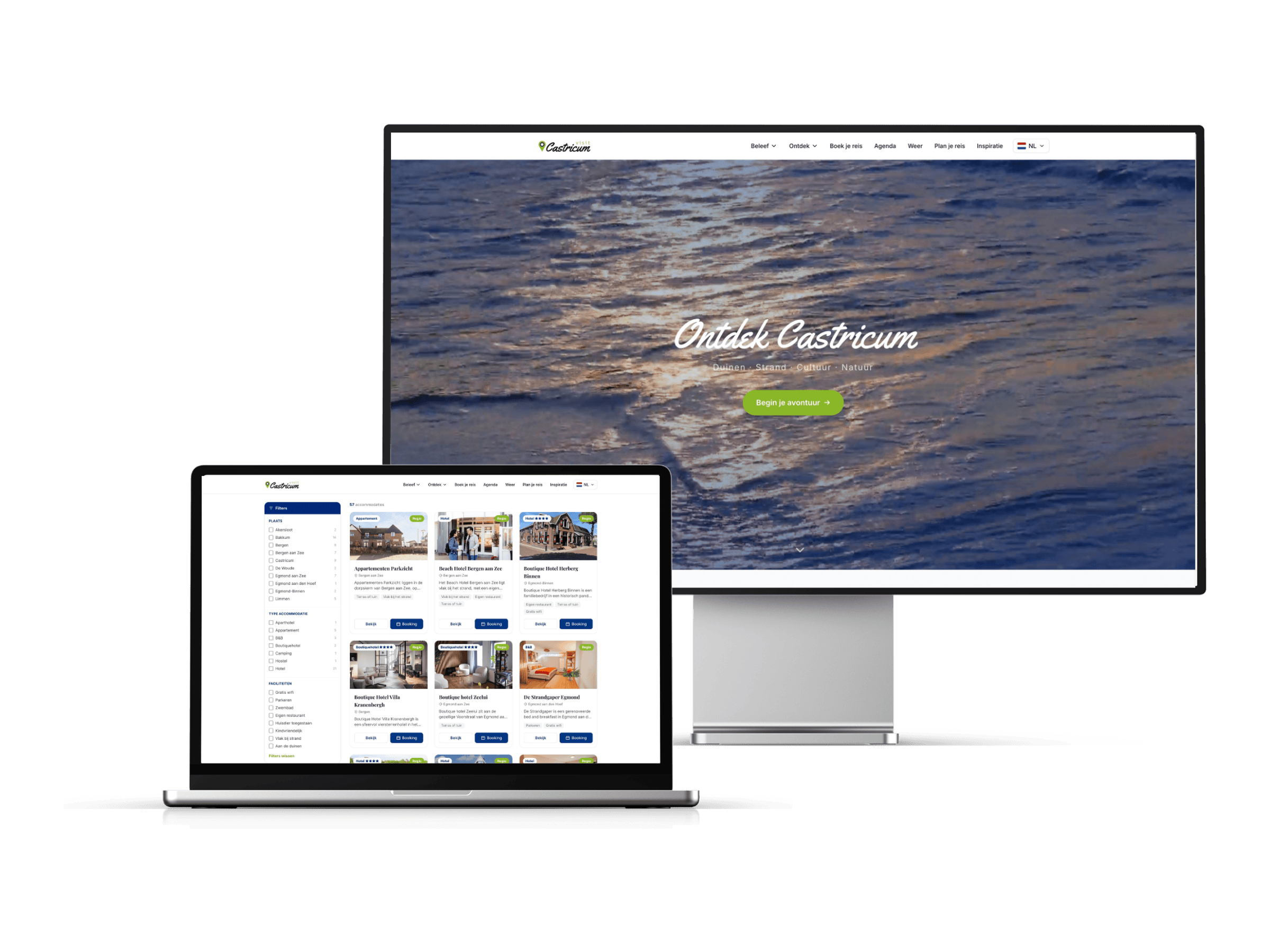 Website van Visit Castricum op desktop en laptop
