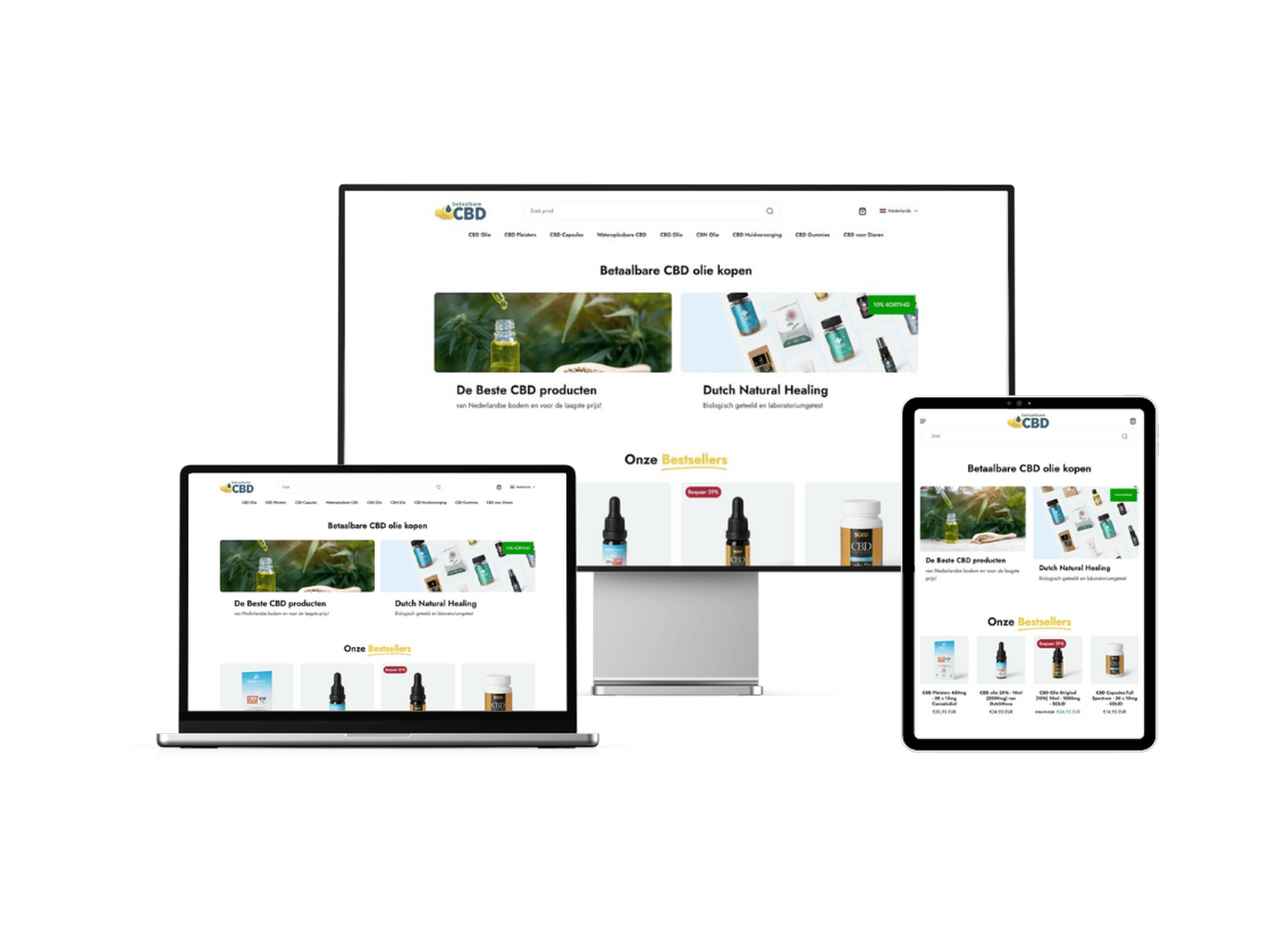Betaalbare CBD webshop op desktop, laptop en tablet
